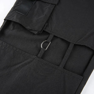 Black Cut Out Cargo Pants