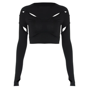 Black cut out crop top long sleeve