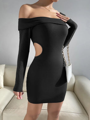Black Cut Out Dress with Sleeves