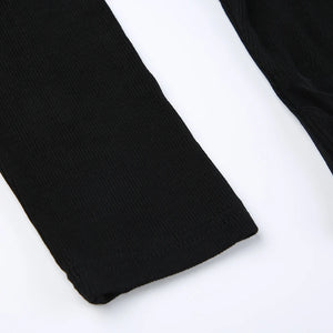 Black Cut Out Long Sleeve Bodysuit