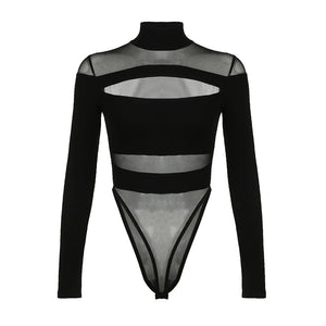 Black Cut Out Long Sleeve Bodysuit