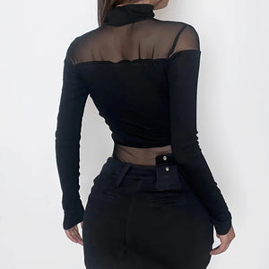 Black Cut Out Long Sleeve Bodysuit