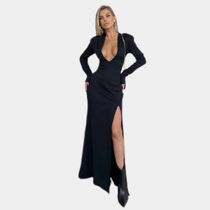 Black Cut Out Long Sleeve Women Dress