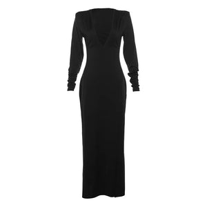 Black Cut Out Long Sleeve Women Dress