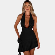 Schwarzes Cut-Out Abendkleid