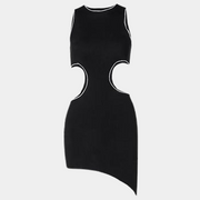 Schwarzes Seiten-Cut-Out-Kleid