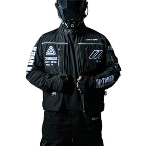 Black Cyber Techwear Jacket - product view on white background