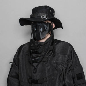 2024 Tactical Techwear Style Ribbon Metal Buckle Drawstring Bucket Hat Men Outdoor Fishing Climbing Hip Hop Punk Hat