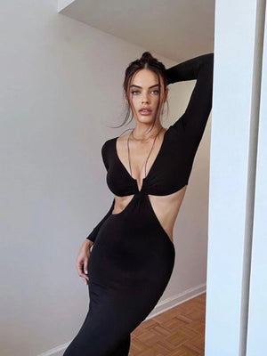 Black Dress with Side Cut Outs