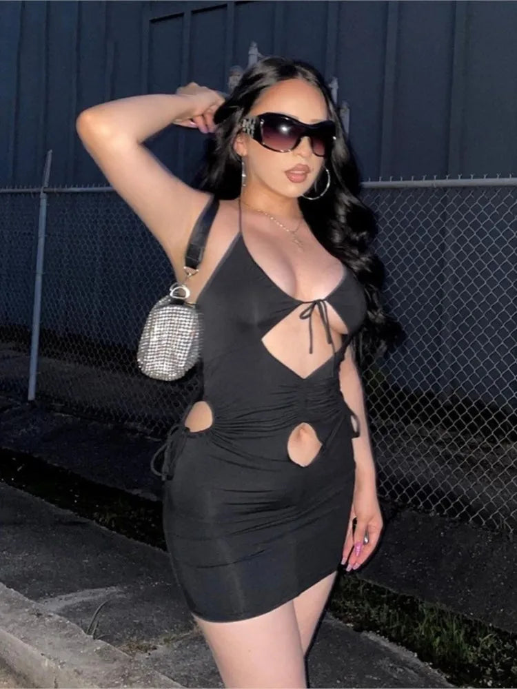 Black Dress with Stomach Cut Out | CYBER TECHWEAR Cyber Techwear Black Dress with Stomach Cut Out | CYBER TECHWEAR Cyber Techwear
