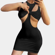 Schwarze Kleider mit Cut-Out-Seiten