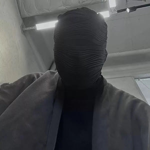 2025 Black Elastic Full Face Mask Knitted Hat Man Woman Hip Hop Punk Head Cover Halloween Cosplay Goth Headgear Balaclav