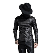 Black Faux Leather Cyberpunk Jacket