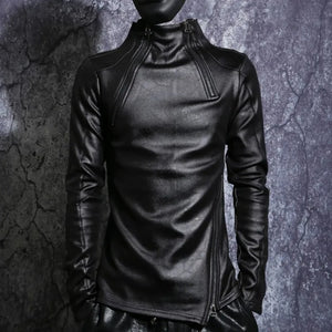 Black Faux Leather Cyberpunk Jacket