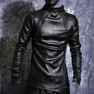Black Faux Leather Cyberpunk Jacket