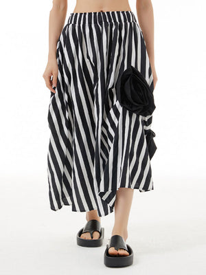 Black Flower Y2K Skirt