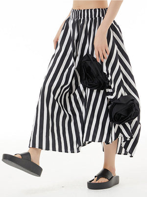 Black Flower Y2K Skirt