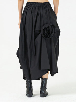 Black Flower Y2K Skirt