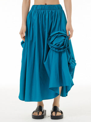 Black Flower Y2K Skirt
