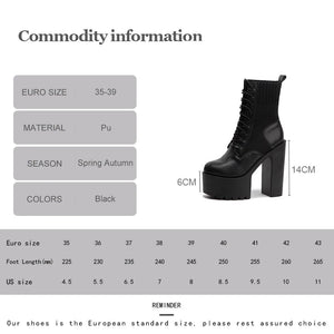 Black Front Lace Up Boots