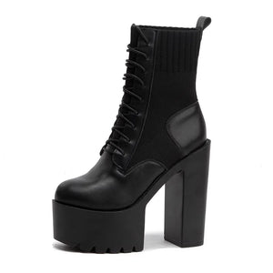Black Front Lace Up Boots