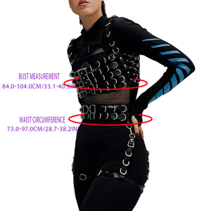 Goth PU Leather Waist Corset Harness — women's black faux-leather goth harness accessory