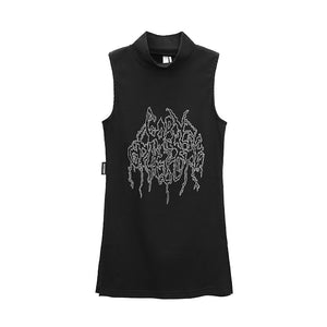 Black Gothic Turtleneck Y2K Top