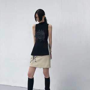 Black Gothic Turtleneck Y2K Top