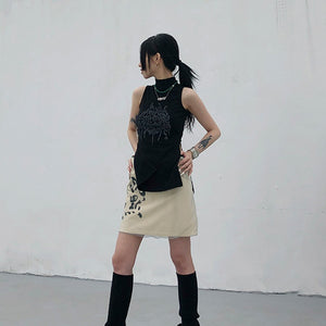 Black Gothic Turtleneck Y2K Top