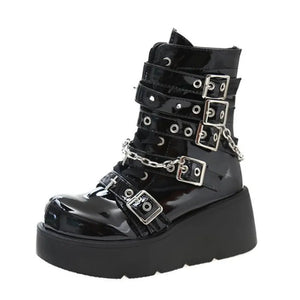 Black High Heel Boots Lace Up