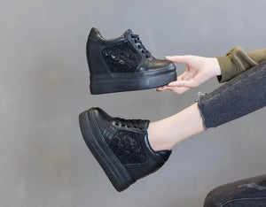 Black High Heel Platform Sneakers