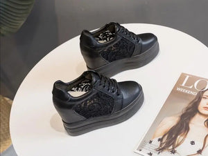 Black High Heel Platform Sneakers