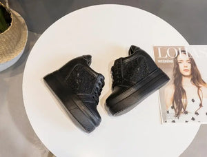 Black High Heel Platform Sneakers