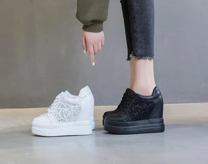 Black High Heel Platform Sneakers