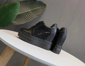 Black High Heel Platform Sneakers