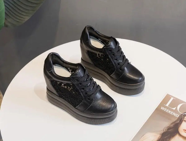 Black High Heel Platform Sneakers