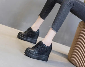Black High Heel Platform Sneakers