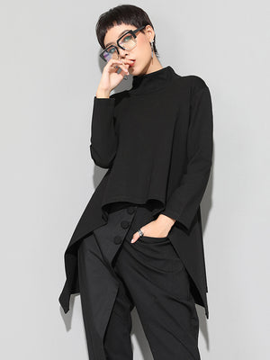 Black High Neck T Shirt For Women