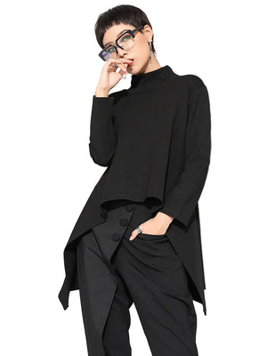 Black High Neck T Shirt For Women