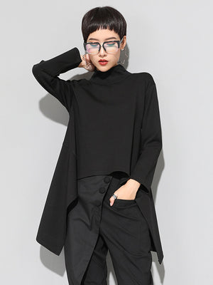 Black High Neck T Shirt For Women