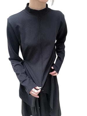 Black High Neck T Shirt Women's