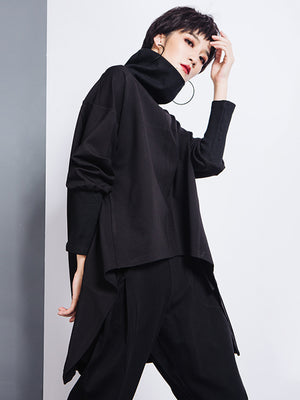 Black High Neck T Shirts Women's