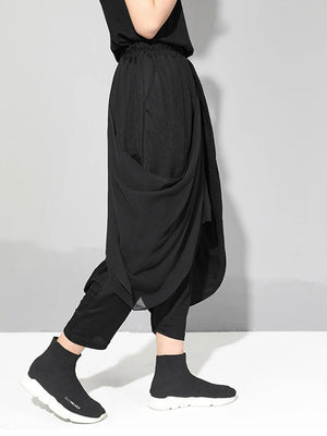 Falda pantalón de cintura alta negra