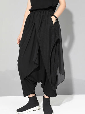 Falda pantalón de cintura alta negra