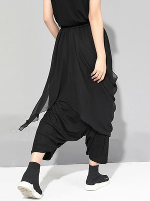 Falda pantalón de cintura alta negra