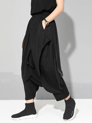 Falda pantalón de cintura alta negra