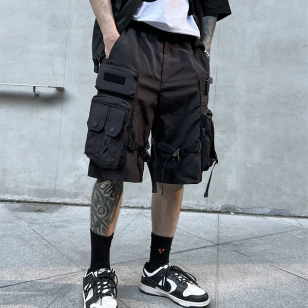 Black High Waisted Cargo Shorts