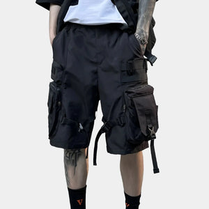 Black High Waisted Cargo Shorts