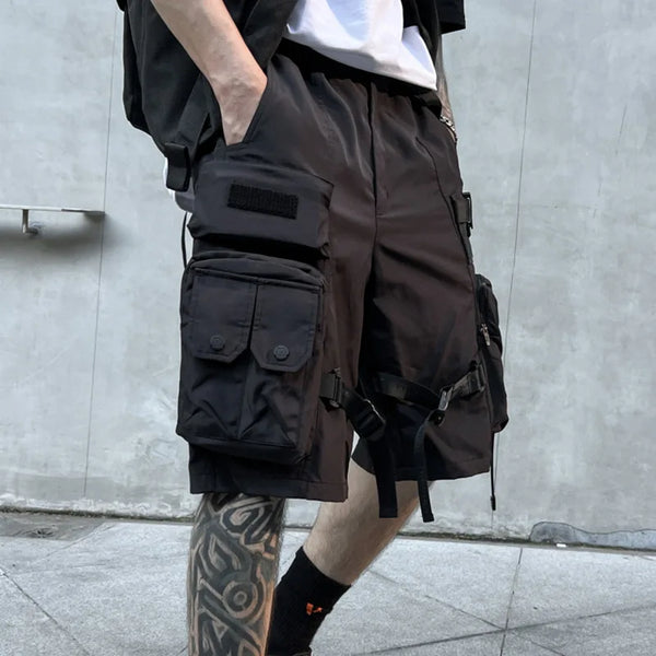 Black High Waisted Cargo Shorts