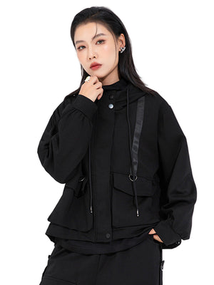 Black Hooded Jacket For Women